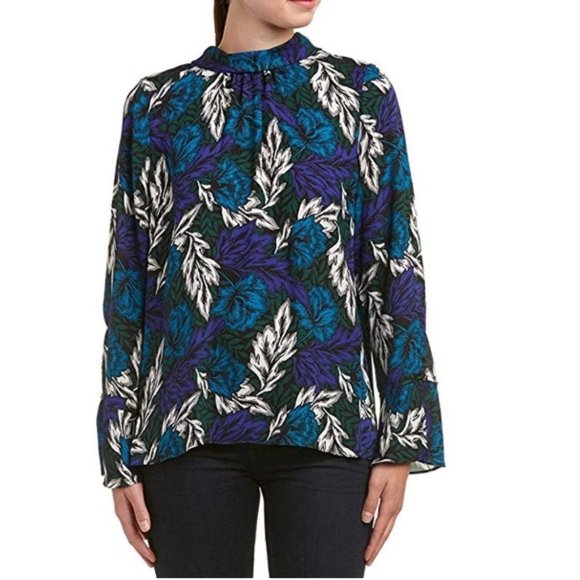 Vince Camuto, Ruffle Cuff Blouse, Floral, Large - Picture 1 of 8